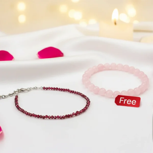 Garnet Anklet with FREE Rose Quartz 6mm Bracelet