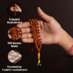 5 Mukhi Rudraksha Mala - 7mm, 108+1 beads - Image 11