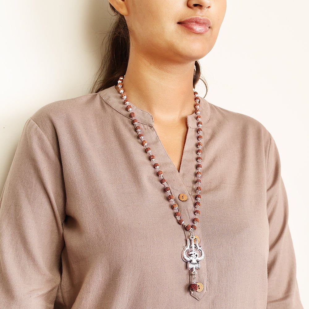 IMG_6731 OM Shiva Trishool Rudraksha Necklace 54 Beads The Shiva Aura • Authentic - Image 1