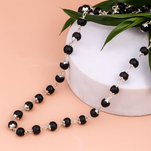Silver Plated Eternal Karungali Mala - Natural Ebony Wood (Govt. Certified)